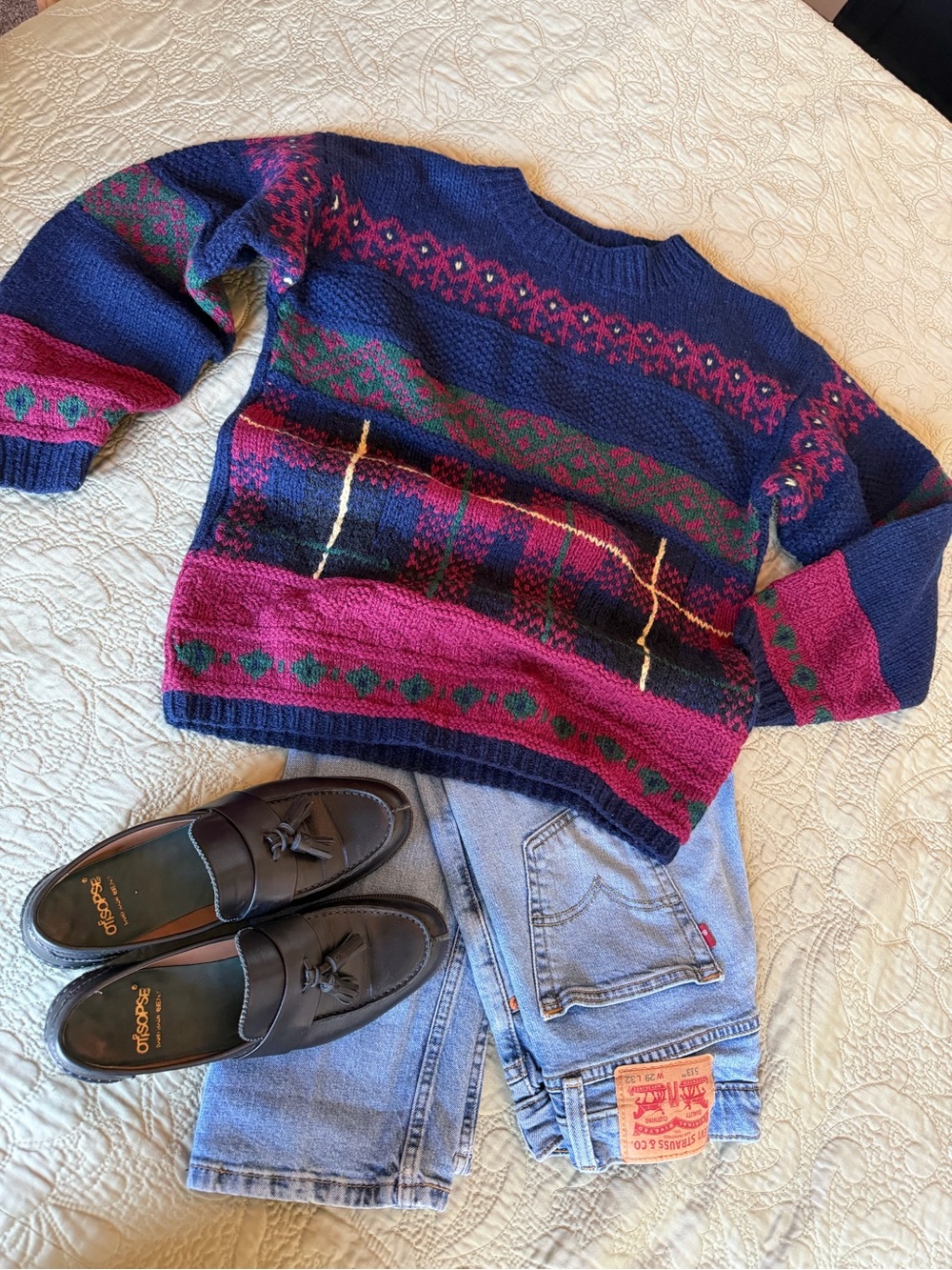 VTG 90s Studio Michelle Stuart Chunky Hand Knit Shetland Wool Oversized Sweater - Picture 4 of 14
